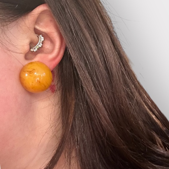 Jewelry - Vintage 1950’s Bakelite Clip On Earrings In a Butterscotch Colour